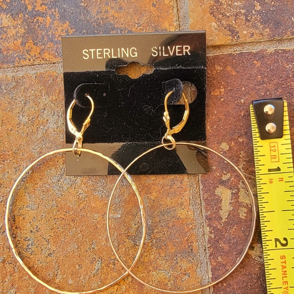Gold filled hammered Hoops - Picture 2 of 2
